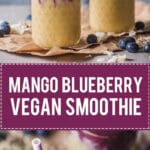 This lovely Mango Blueberry Smoothie uses frozen mango and blueberries and is perfect to maximize your nutrient intake in winter. | Vibrant Plate