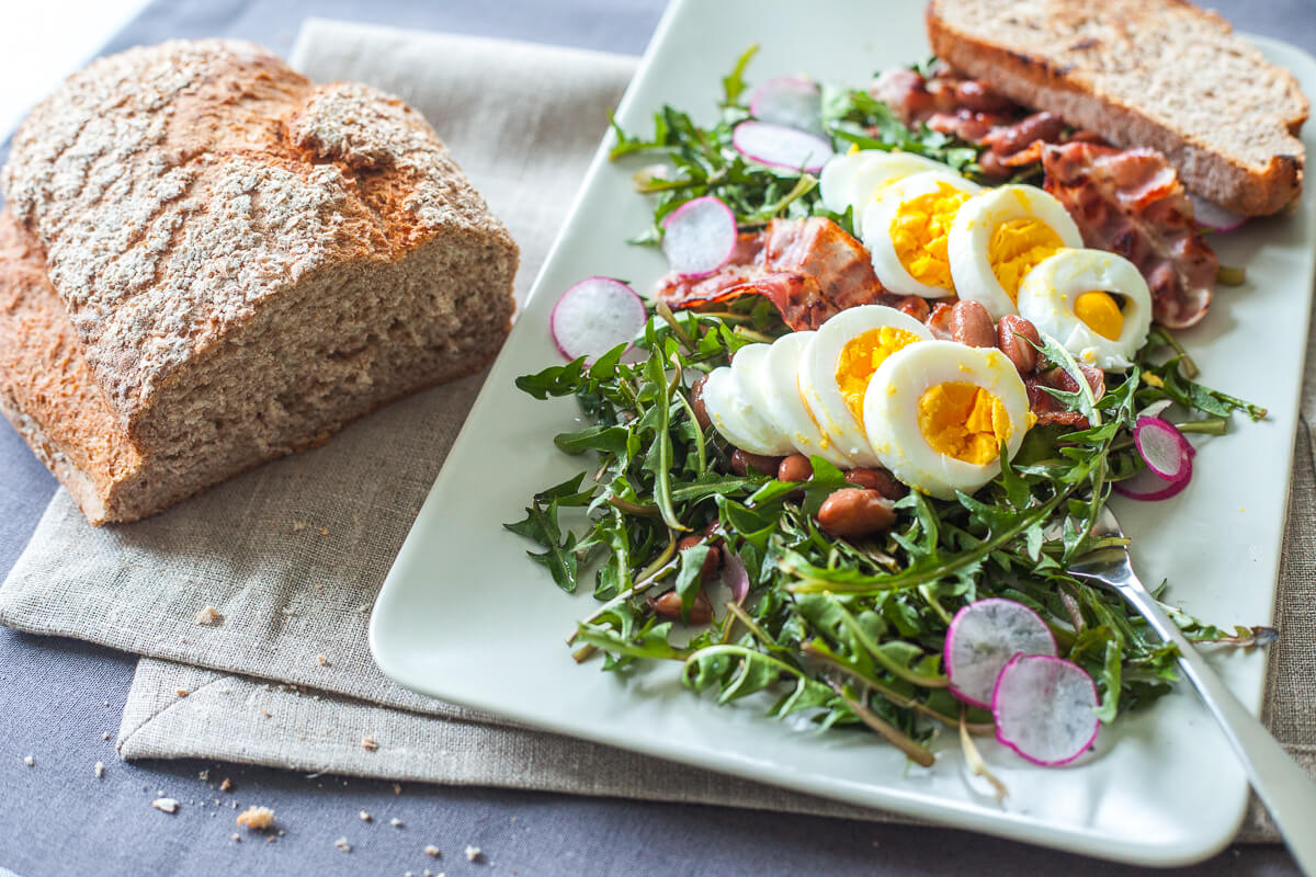 Dandelion Salad with Eggs and Bacon Vibrant Plate