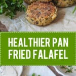 This Pan Fried Falafel is a healthier twist on the classic recipe with fewer calories, but plenty of taste. An easy 30-minute lunch idea! | www.vibrantplate.com