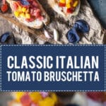 This Classic Italian Tomato Bruschetta is an easy and delicious appetizer of crispy toasted bread and delicious tomato topping. | www.vibrantplate.com