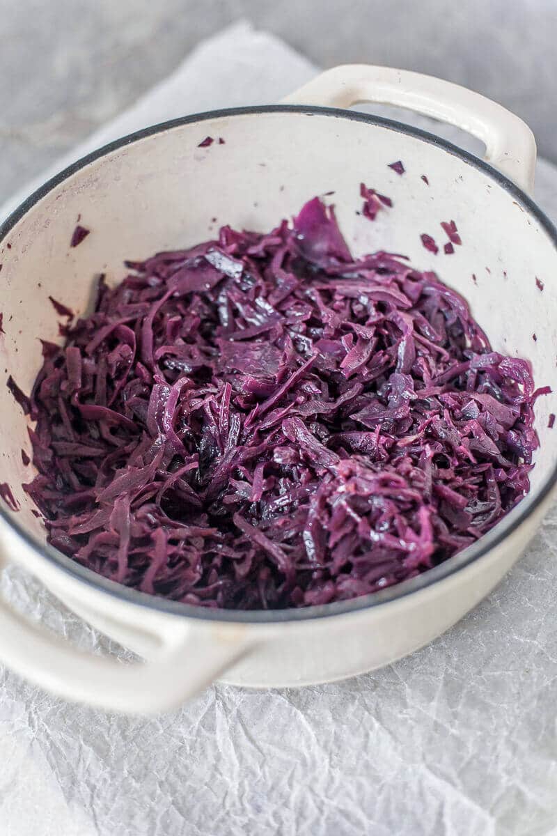 Braised Red Cabbage is nutritious and easy to make. With a Sweet and Sour taste, it is an excellent autumn side dish, perfect for Thanksgiving. | www.vibrantplate.com
