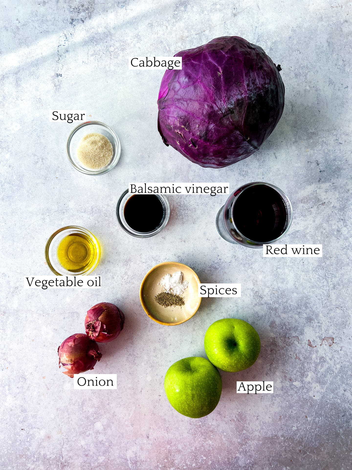 Braised Red Cabbage Ingredients