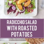 This Radicchio salad with Roasted Potatoes is ideal for colder months. Add Curly Endive for a pop of color! | www.vibrantplate.com