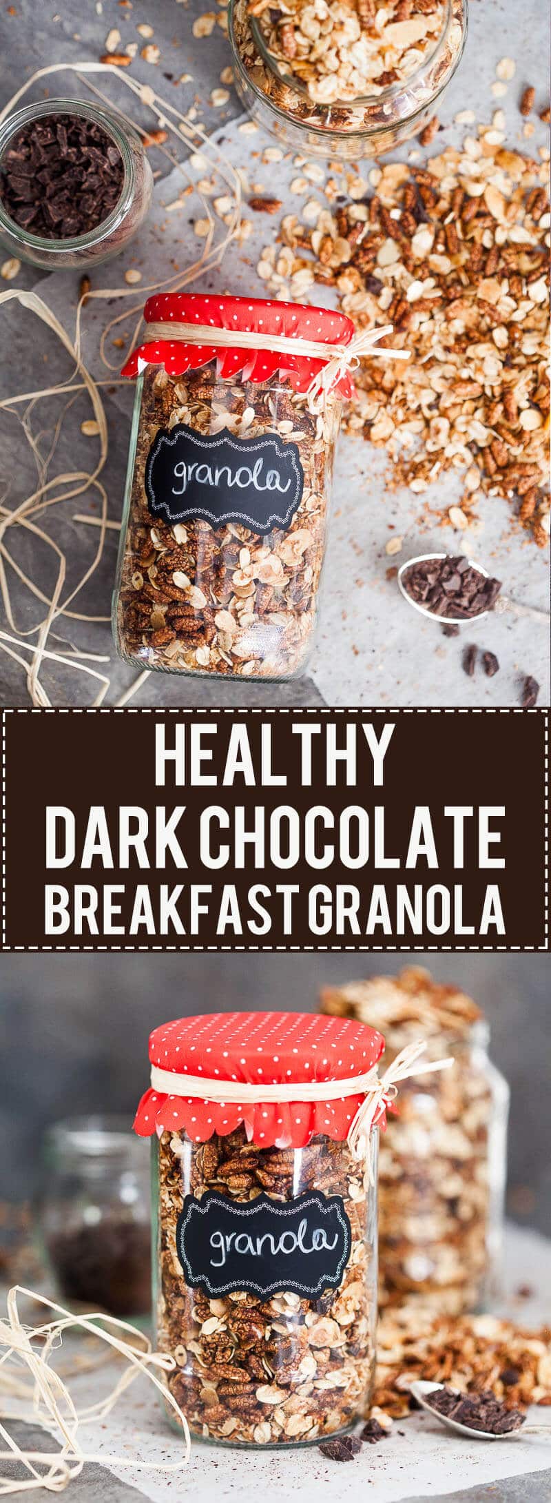 This Dark Chocolate Breakfast Granola is very easy to make, healthy and a great Christmas gift for your family or friends.