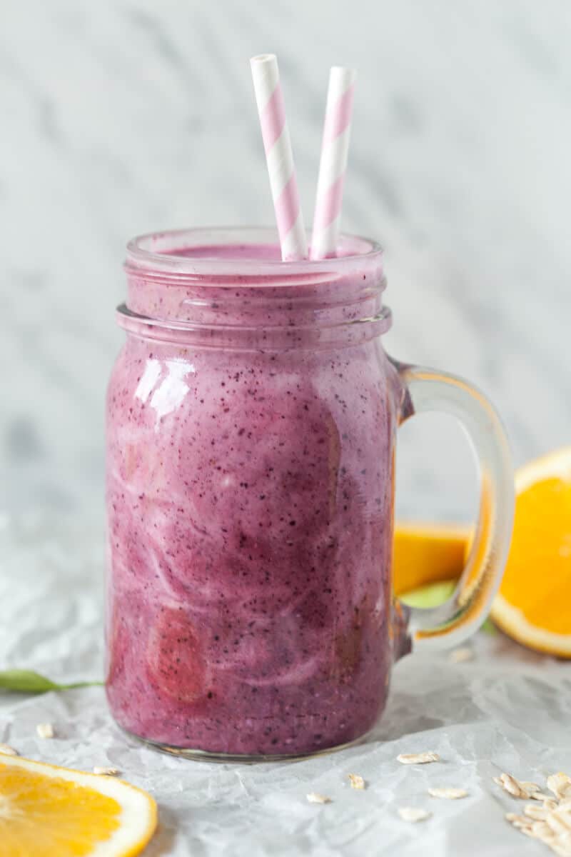 Orange & Blueberry ImmunoBoost Smoothie is packed with vitamins for a healthy winter. Get your vitamins in just 5 minutes! | www.vibrantplate.com