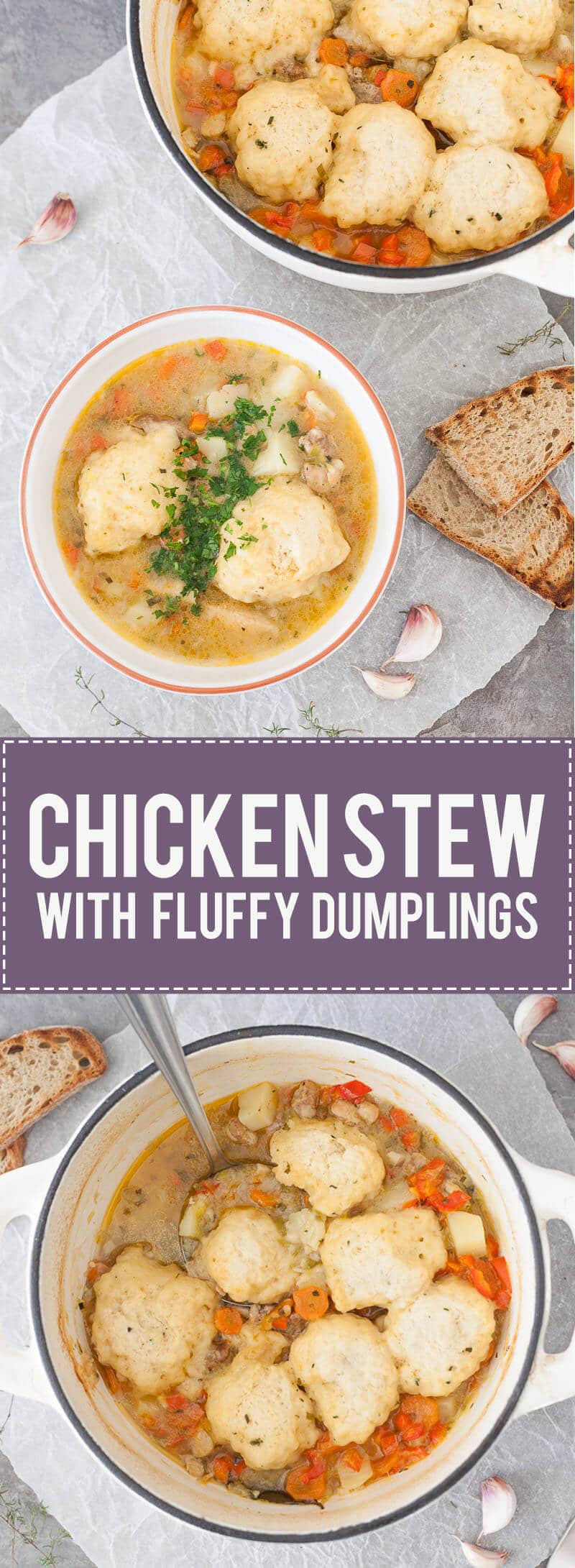 Nothing better than a bowl of warm Chicken Stew with Fluffy Dumplings to warm you on a cold winter day. Real comfort food!