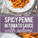 When you need a little kick make this 15-minutes Spicy Penne in Tomato Sauce with Salami. | www.vibrantplate.com