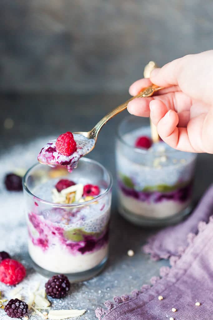 This Chia Pudding with Berries and Blended Oats is pure heaven. A gluten-free and vegan healthy breakfast choice for any day. | www.vibrantplate.com