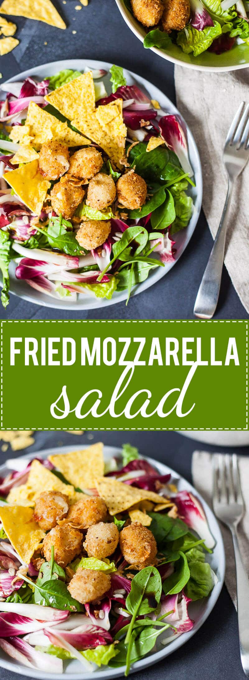 Fried Mozzarella Salad Vibrant plate