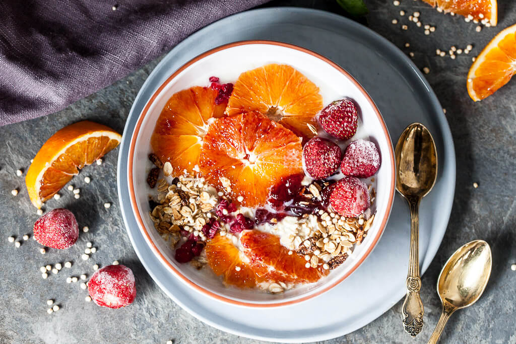 Vegan Blood Orange Overnight Oats - Vibrant plate