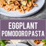 This Eggplant Pomodoro Pasta is an easy pasta recipe that takes little effort or time. Perfect for a midweek dinner! | www.vibrantplate.com