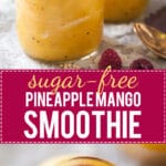 This lovely Pineapple Mango Smoothie is delicious, creamy and sugar-free! | www.vibrantplate.com