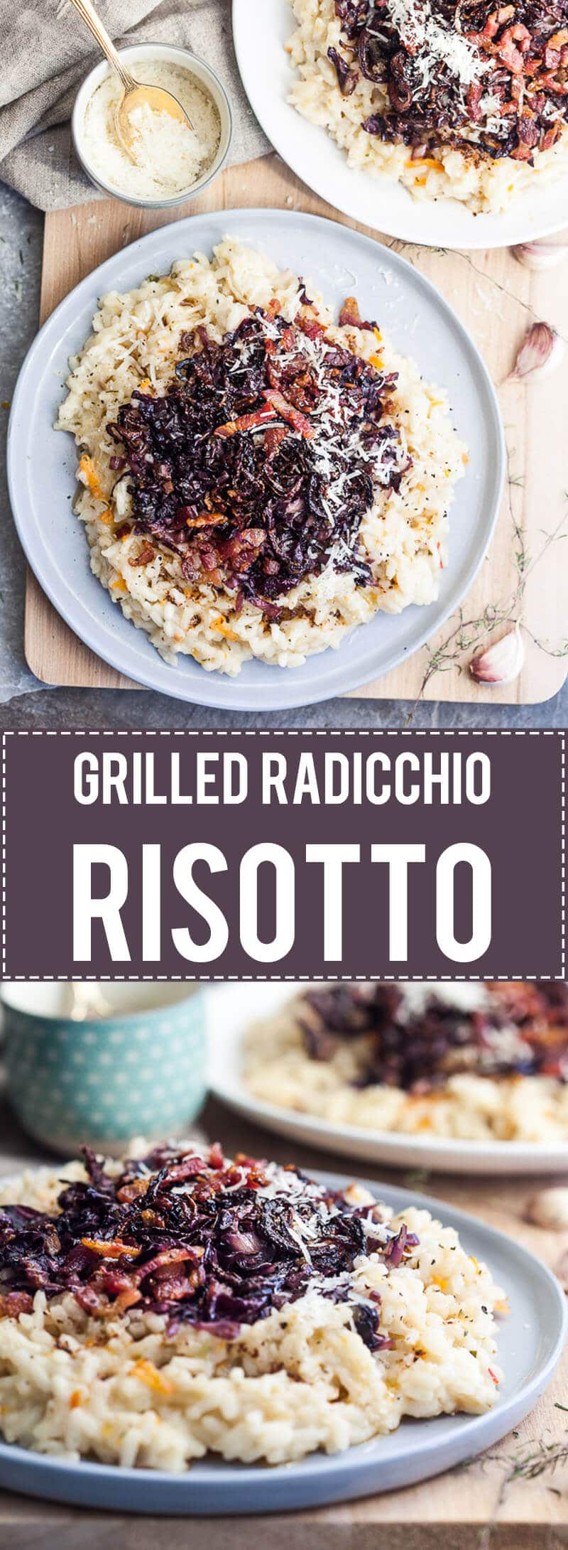 This Grilled Radicchio Risotto is a hearty dish that is ideal for a cold day when you crave stronger flavors. | www.vibrantplate.com