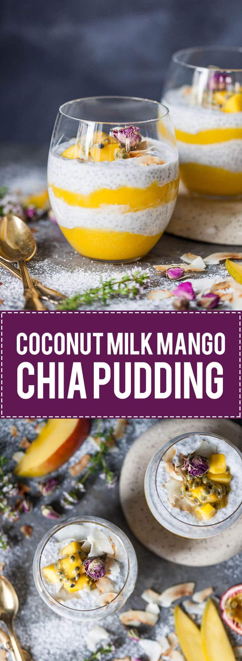This beautiful Coconut Milk Mango Chia Pudding is refreshing breakfast combo. Vegan and Gluten-Free! | www.vibrantplate.com