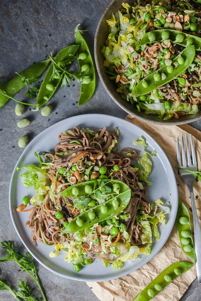 Spring Green Soba Noodle Salad is a refreshing salad for hot days with minimal cooking. | www.vibrantplate.com