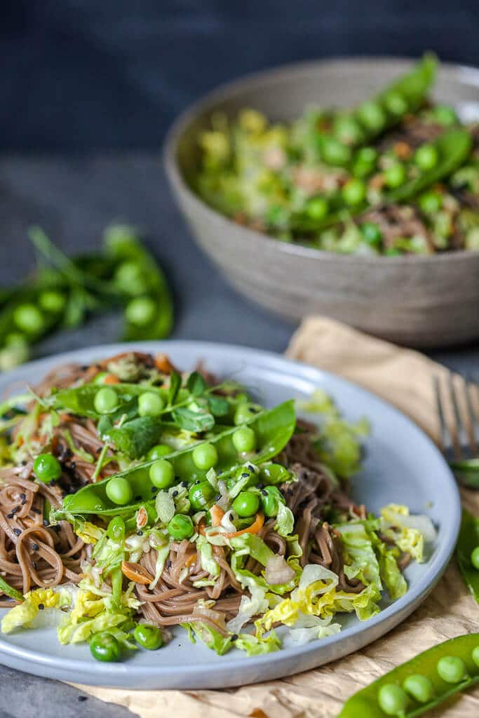 Spring Green Soba Noodle Salad is a refreshing salad for hot days with minimal cooking. | www.vibrantplate.com