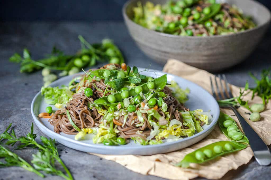 Spring Green Soba Noodle Salad is a refreshing salad for hot days with minimal cooking. | www.vibrantplate.com