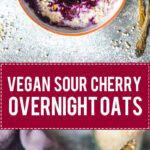 A lovely dish of Sour Cherry Overnight Oats is a great vegan breakfast! | www.vibrantplate.com