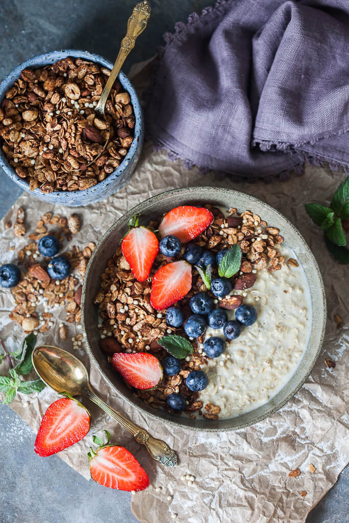 This delicious Vegan Crunchy Cacao Granola is going to become your go-to breakfast! | www.vibrantplate.com