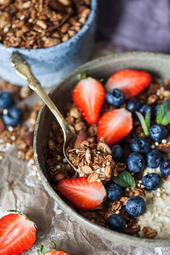 This delicious Vegan Crunchy Cacao Granola is going to become your go-to breakfast! | www.vibrantplate.com