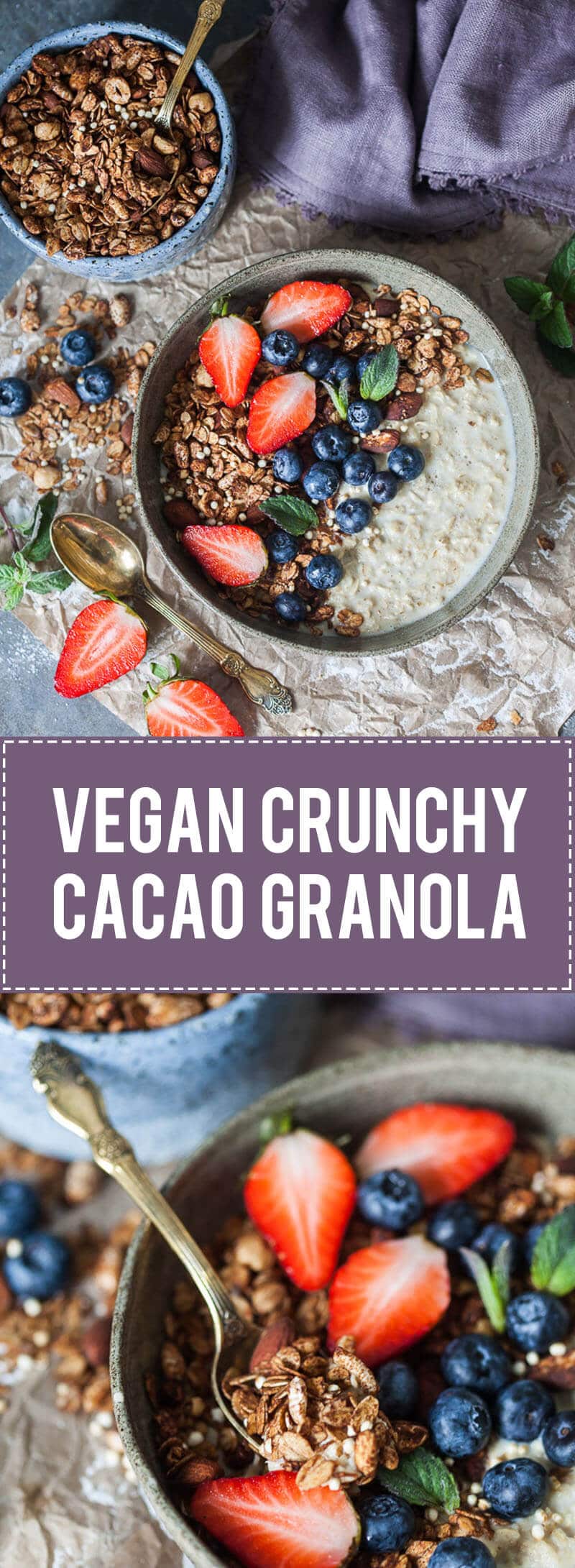 This delicious Vegan Crunchy Cacao Granola is going to become your go-to breakfast! | www.vibrantplate.com