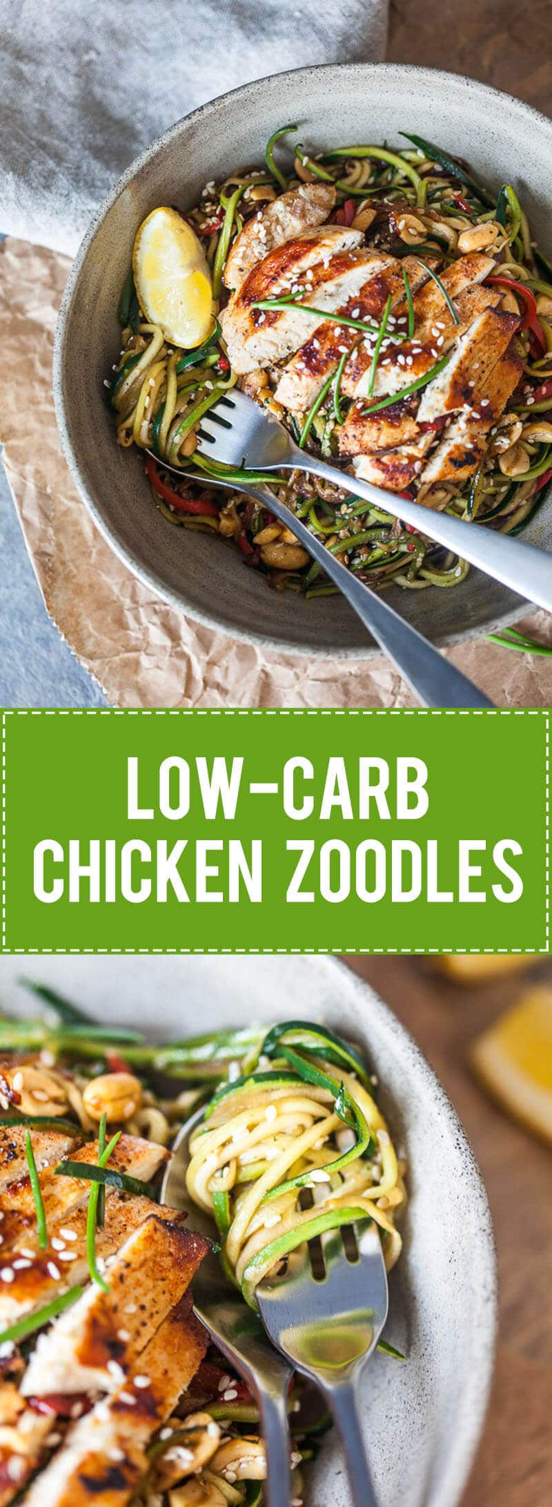 Low-Carb Chicken Zoodles are an easy and healthy dinner for summer months! | www.vibrantplate.com