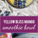 This easy & delicious Mango Smoothie Bowl is a yellow bliss tropical heaven in a bowl! | www.vibrantplate.com