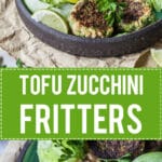 Tofu Zucchini Fritters with Peanut Sauce is the perfect way to use up all those zucchinis. | www.vibrantplate.com