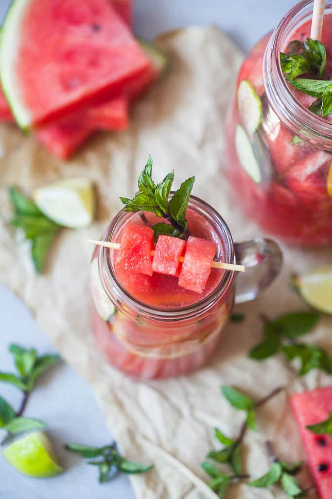 A healthy and refreshing Summer Cucumber Watermelon Lemonade with Mint and no added sugars! | www.vibrantplate.com