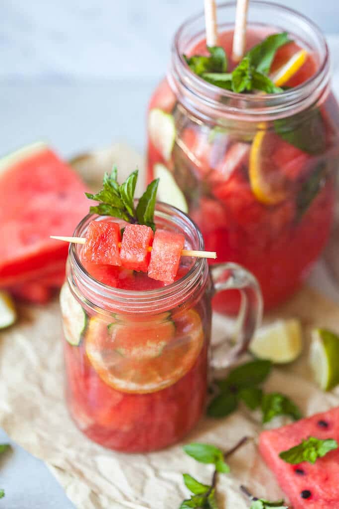 A healthy and refreshing Summer Cucumber Watermelon Lemonade with Mint and no added sugars! | www.vibrantplate.com