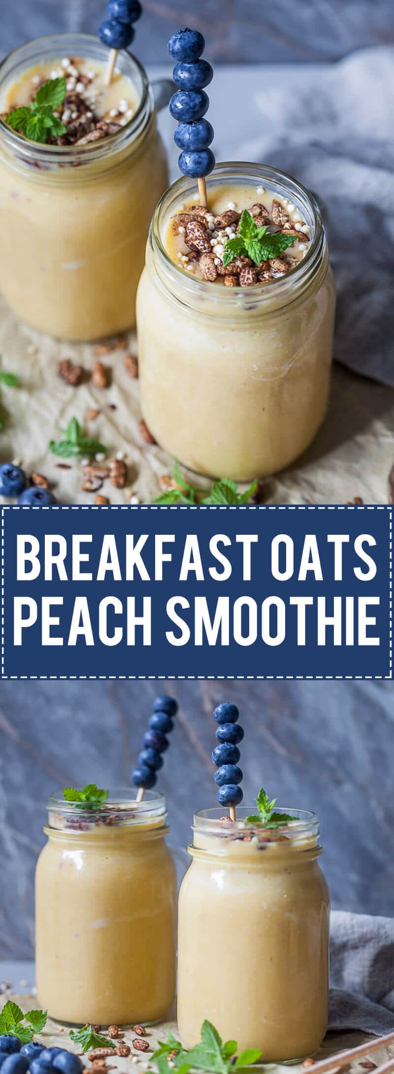 This Breakfast Oats Peach Smoothie is quick and easy to make. Perfect for a healthy summer breakfast! | www.vibrantplate.com