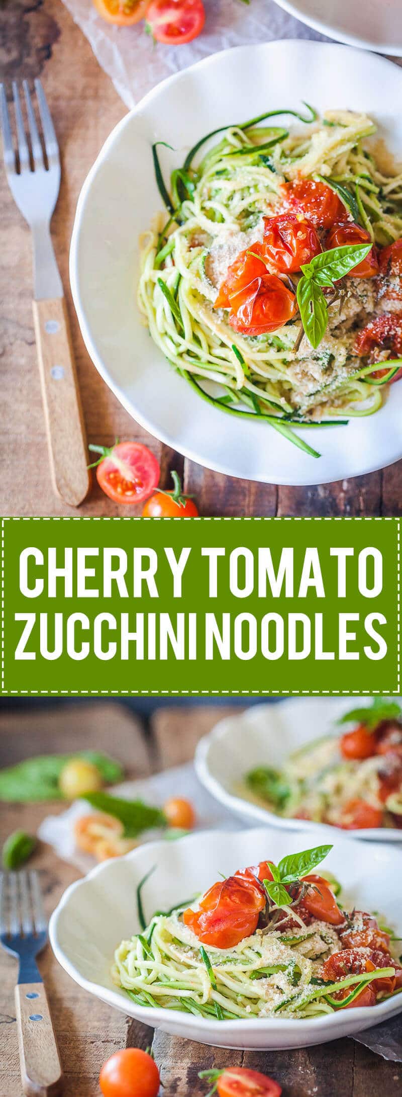 Low-Carb Cherry Tomato Zucchini Noodles are a light & delicious vegan meal with tons of flavor.