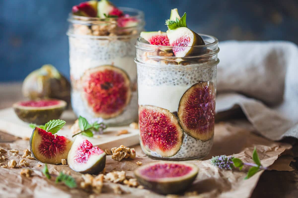 Almond Milk Fig Chia Pudding Vibrant plate