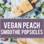 Vegan Peach Smoothie Popsicles are made from frozen leftover smoothie. An easy and delicious summer treat! | www.vibrantplate.com