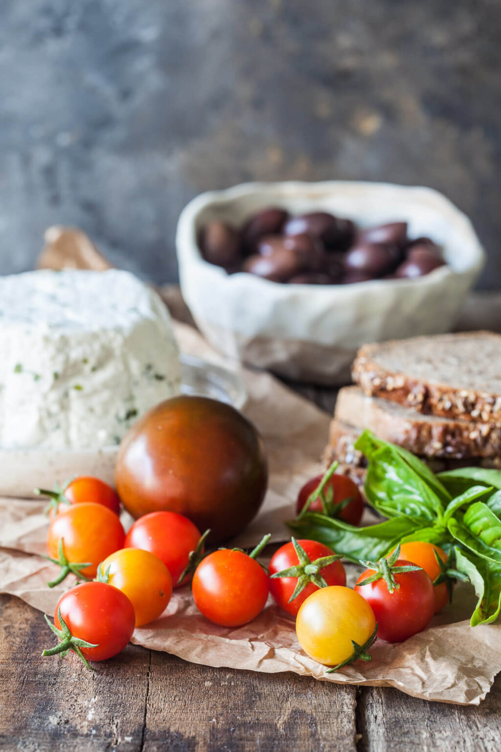 Tomato Wholewheat Sandwiches with Goat's Milk Ricotta Vibrant plate