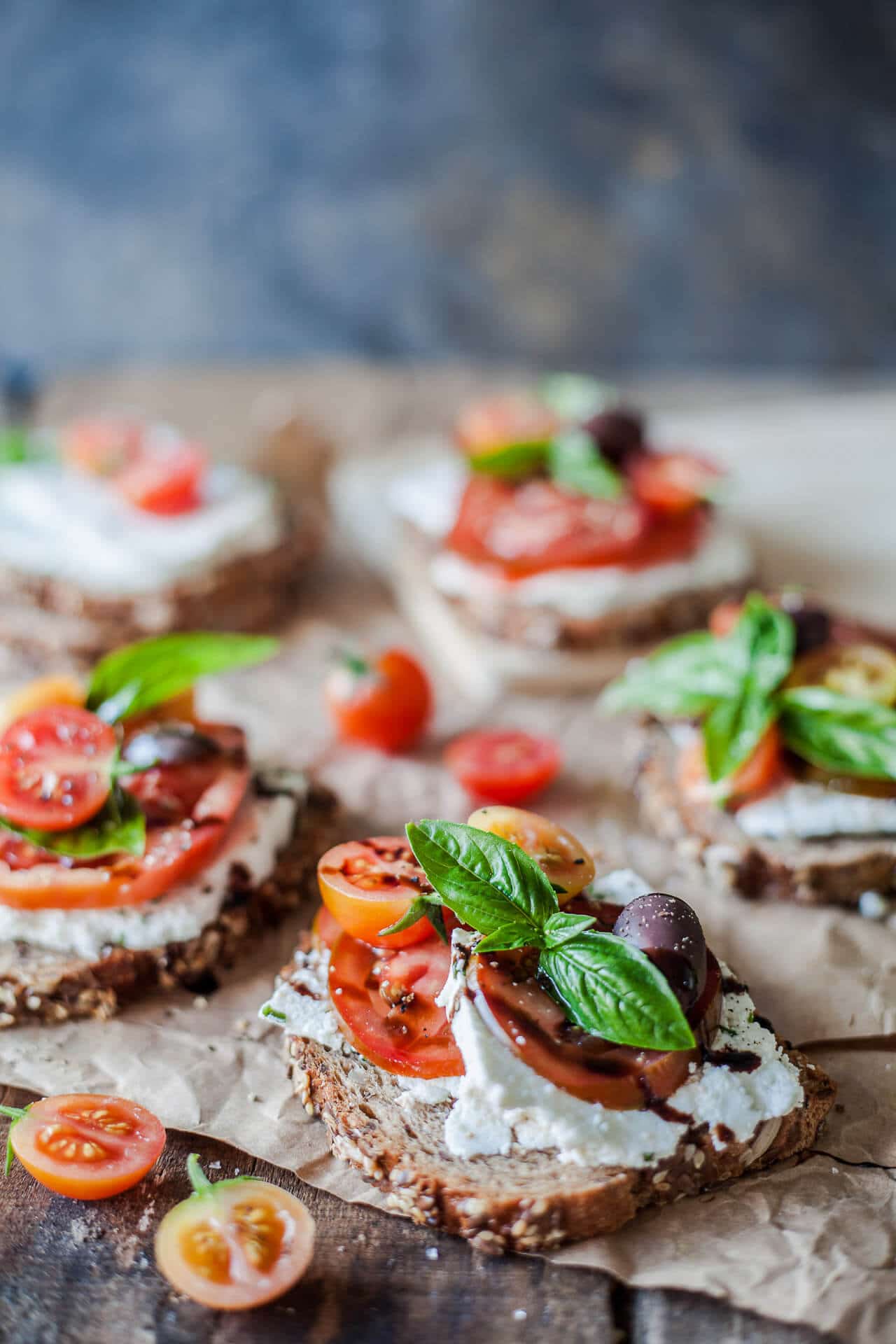 Tomato Wholewheat Sandwiches with Goat's Milk Ricotta are the perfect savory breakfast or a quick snack. Vegetarian and delicious! | Vibrant Plate