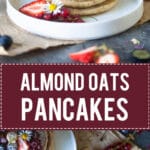 The Softest Almond Oats Pancakes are super easy to make, right in your food processor. Super soft, delicious and dairy-free! | Vibrant Plate