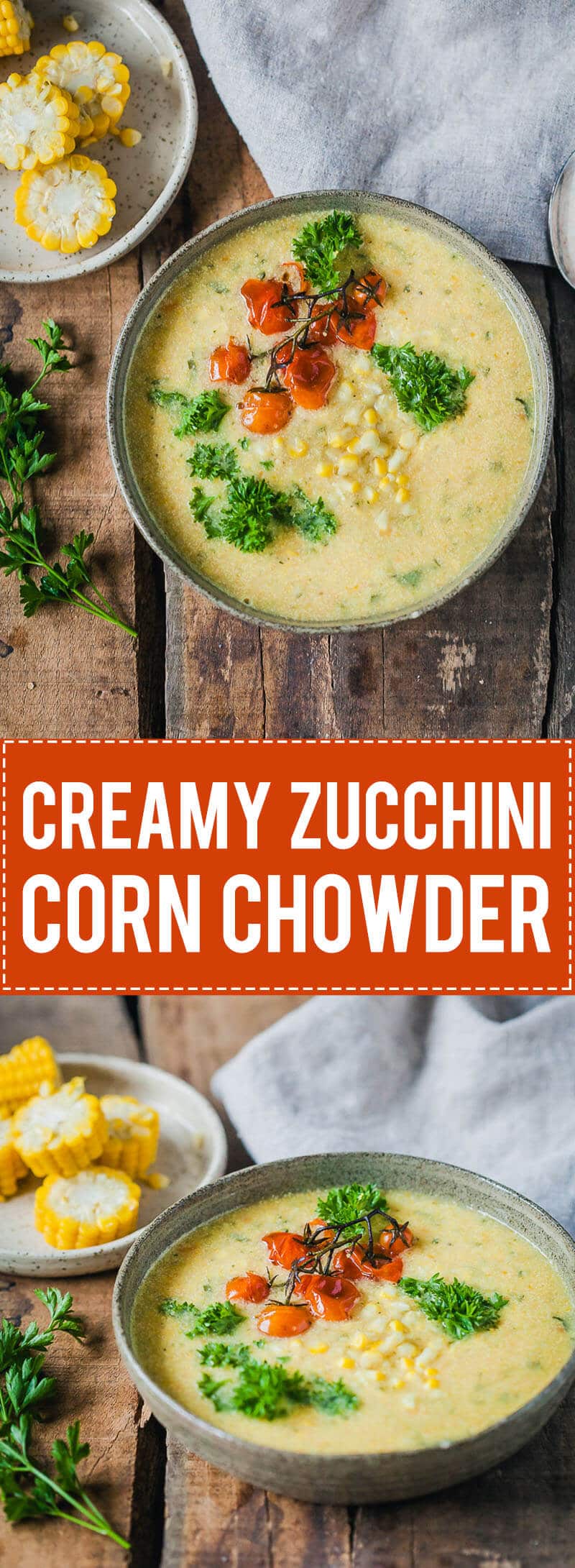 This Zucchini Corn Chowder is packed full of veggies, creamy and filling. And it's vegan and gluten-free! | Vibrant Plate