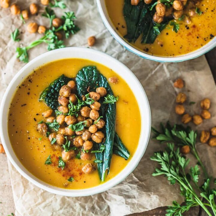 Spicy Curry Pumpkin Soup with Chickpeas