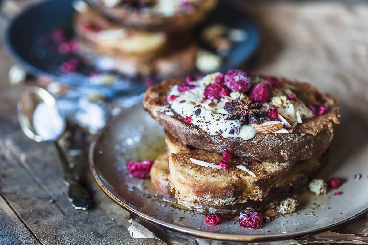 Dairy-Free Sourdough French Toast is the perfect and delicious way to use up stale sourdough bread. | Vibrant Plate