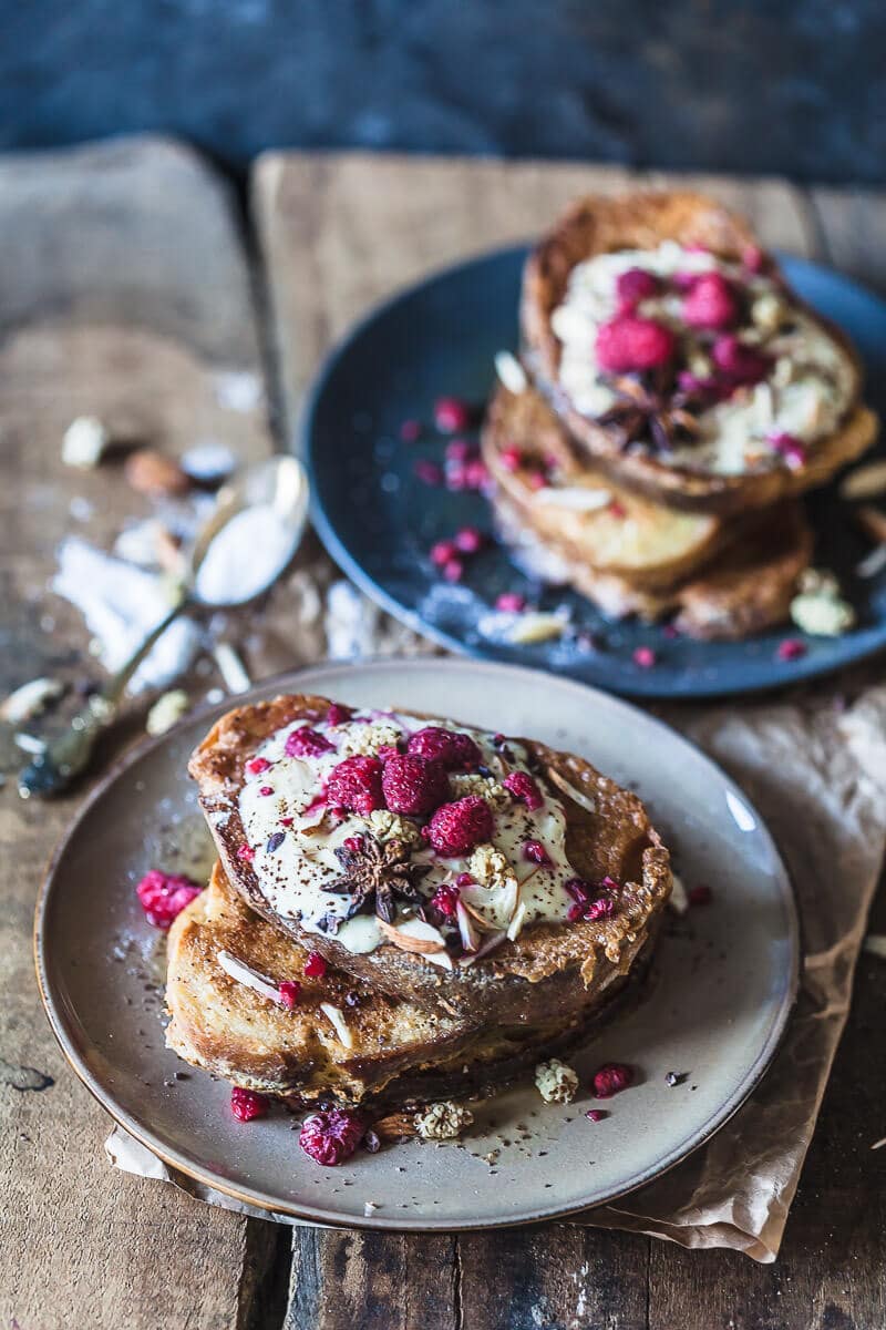 Dairy-Free Sourdough French Toast is the perfect and delicious way to use up stale sourdough bread. | Vibrant Plate