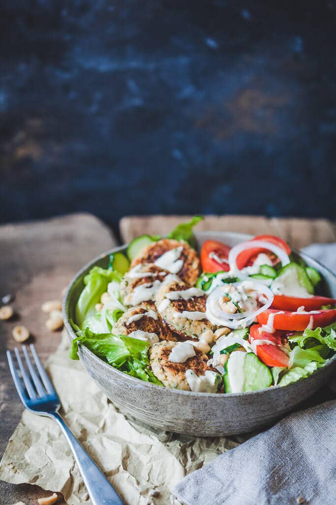 Leftover Falafel Salad with Lemon Tahini Dressing is an easy 30-minute meal using leftover falafel patties. Vegan & Delicious! | Vibrant Plate