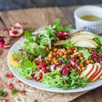 The Ultimate Fall Abundance Endive Salad is topped with Crispy Chickpeas, Apples & Mustard Vinaigrette. Vegan and Gluten-Free! | Vibrant Plate