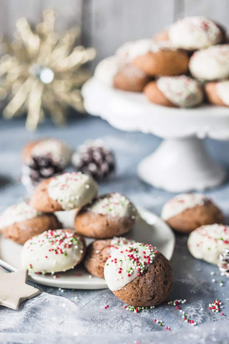 These Soft Gingerbread Cookies with White Chocolate are just the perfect holiday treat! Dairy-free & Delicious! | Vibrant Plate