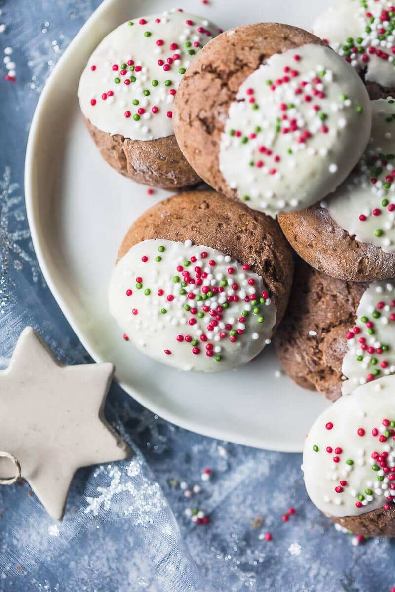 These Soft Gingerbread Cookies with White Chocolate are just the perfect holiday treat! Dairy-free & Delicious! | Vibrant Plate