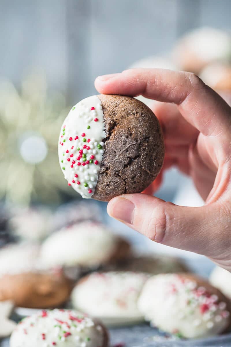 These Soft Gingerbread Cookies with White Chocolate are just the perfect holiday treat! Dairy-free & Delicious! | Vibrant Plate