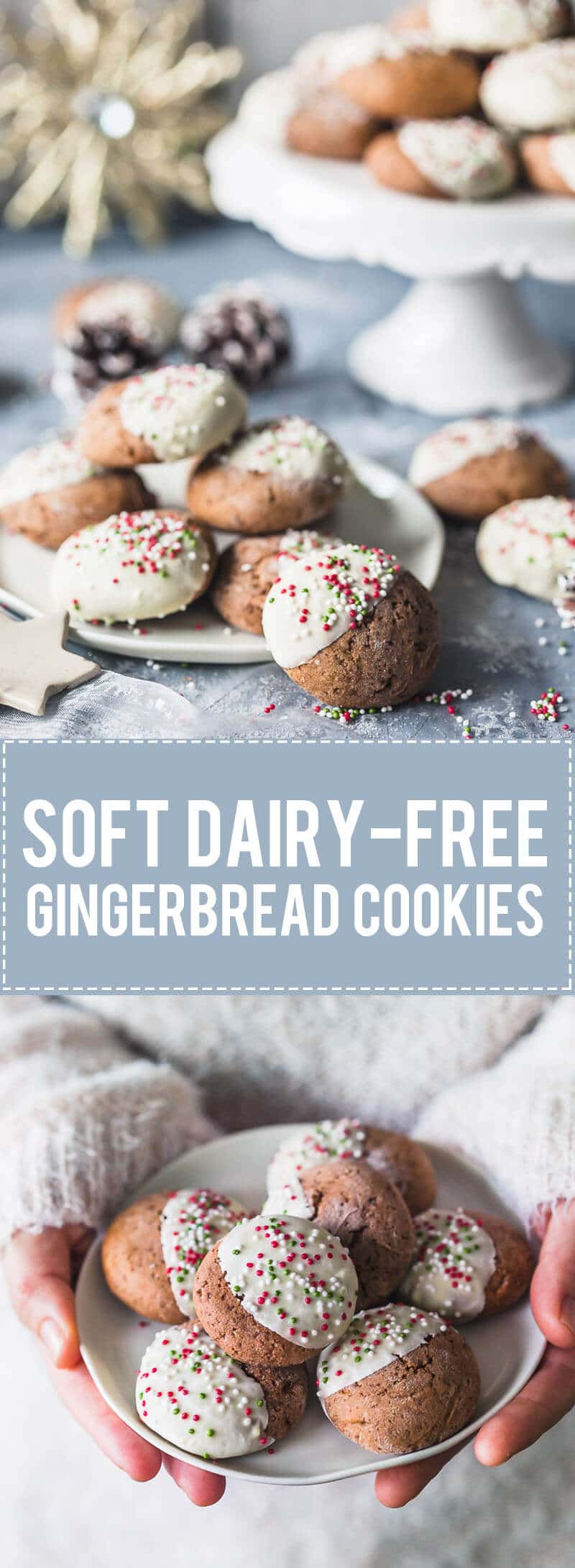 These Soft Gingerbread Cookies with White Chocolate are just the perfect holiday treat! Dairy-free & Delicious!