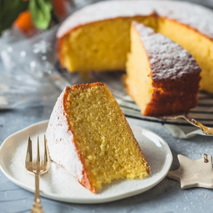 A simple and delicious dairy-free Olive Oil Orange Cake is light and fluffy with a strong orange flavor. | Vibrant Plate