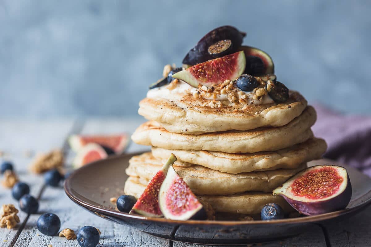 Delicious and Fluffy Yogurt Pancakes are a perfect start to your day. These pancakes are dairy-free! | Vibrant Plate