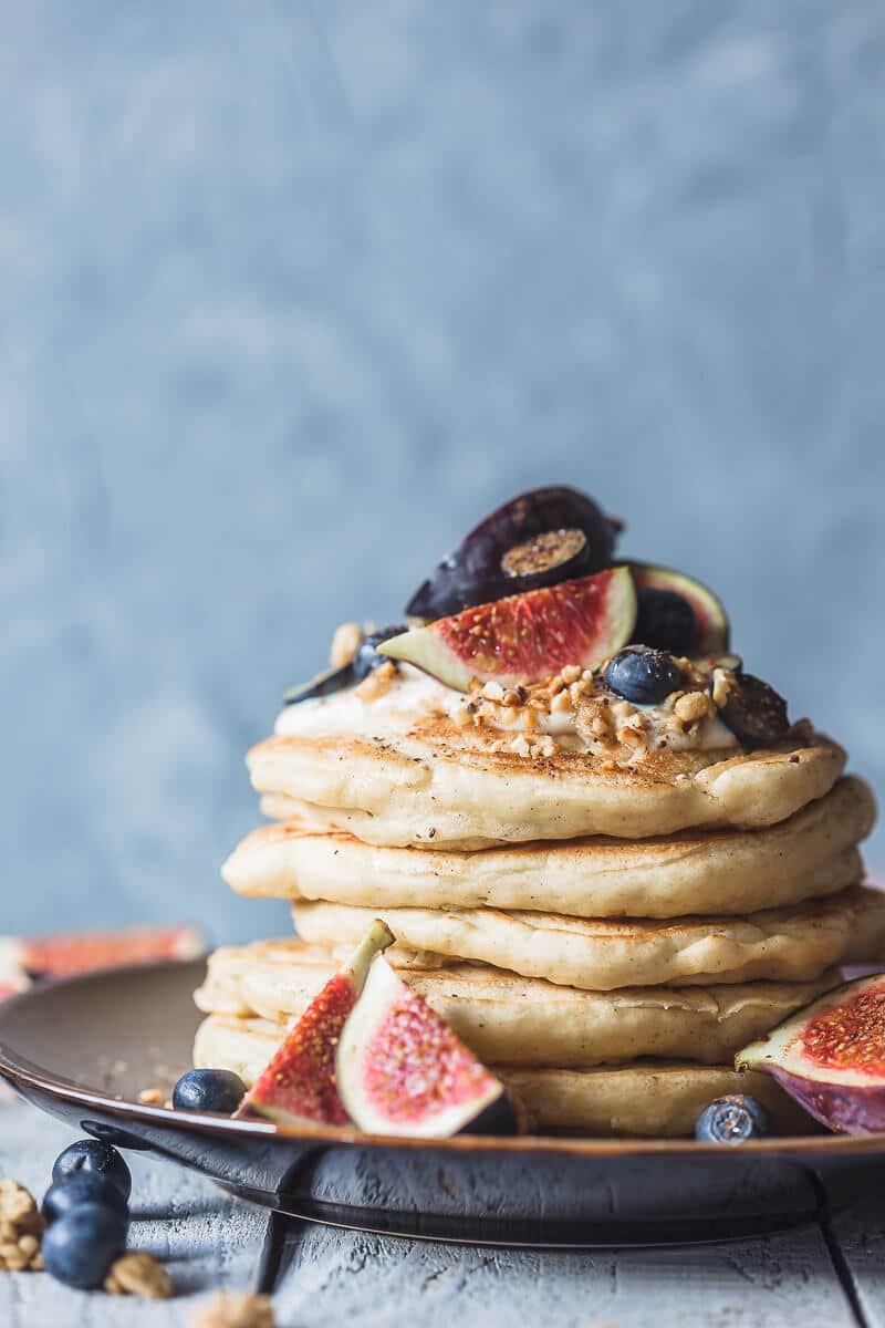 Delicious and Fluffy Yogurt Pancakes are a perfect start to your day. These pancakes are dairy-free! | Vibrant Plate